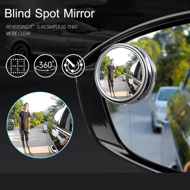 2Pcs 360 Degree Adjustable Blind Spot Mirror Car Auxiliary Rearview Convex Mirror round Frame Wide Angle Mirrors for Car Reverse