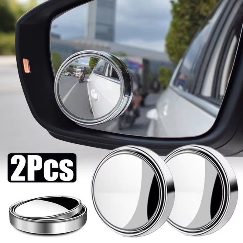 2Pcs 360 Degree Adjustable Blind Spot Mirror Car Auxiliary Rearview Convex Mirror round Frame Wide Angle Mirrors for Car Reverse