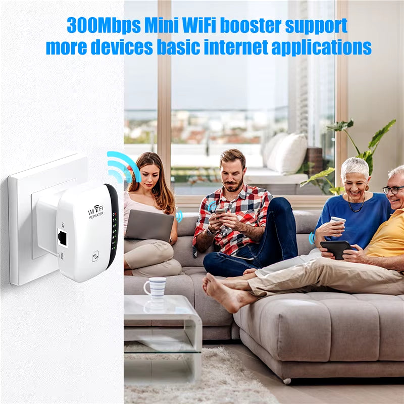 300M Wifi Repeater Wi-Fi Amplifier 802.11N 2.4Ghz Wireless Signal Booster Smart Power Extender for Office Home Easy Setting